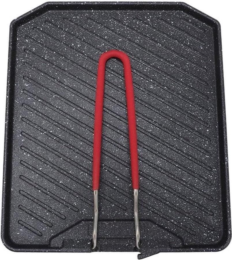 Aluminium grillpan Bakplaat voor camping Buiten koken Inklapbaar handvat 24x20x3 cm Zwart