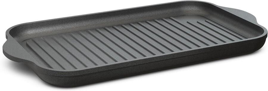 Aluminium grillplaat inductie 37 x 23 cm binnenmaat I gecoate braadplaat inductiekookplaat I gasgrill grillopzetstuk grill I fornuis plancha anti-aanbaklaag I inductiekookpan I gietijzeren steakpan