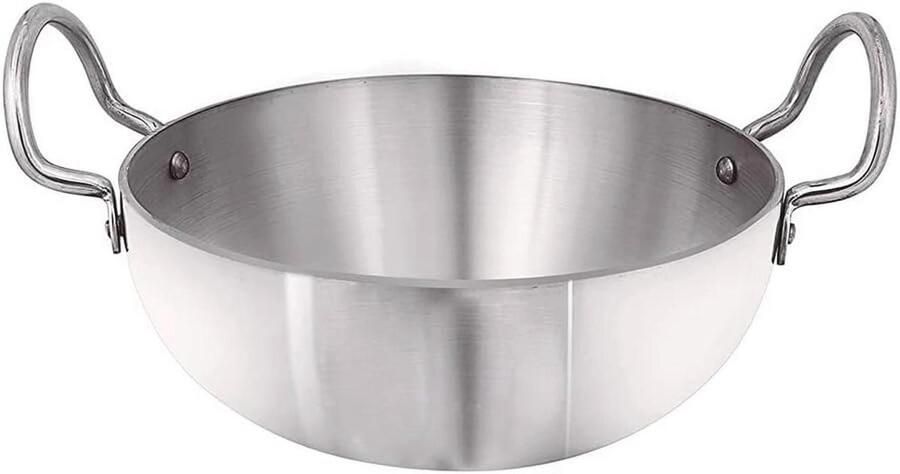 Aluminium Indiase Kadai 12 Inch Kookpan met Handgrepen