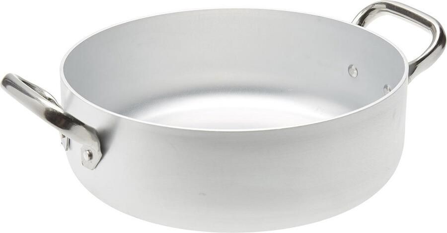 Aluminium Inductie Stoofpan 28 cm met 2 Handgrepen Zilver Zwart