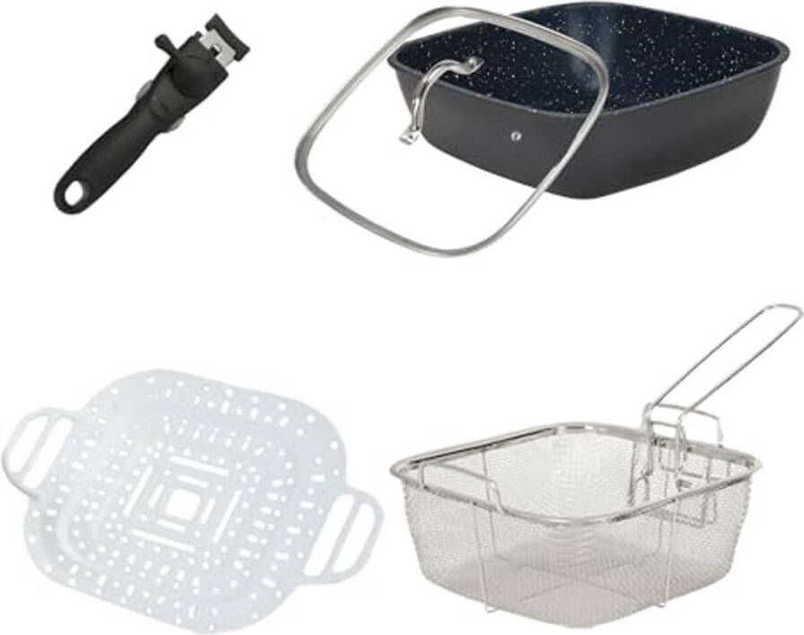 Aluminium Keramische Koekenpan Inductie Compatibel Ovenbestendig Marineblauw