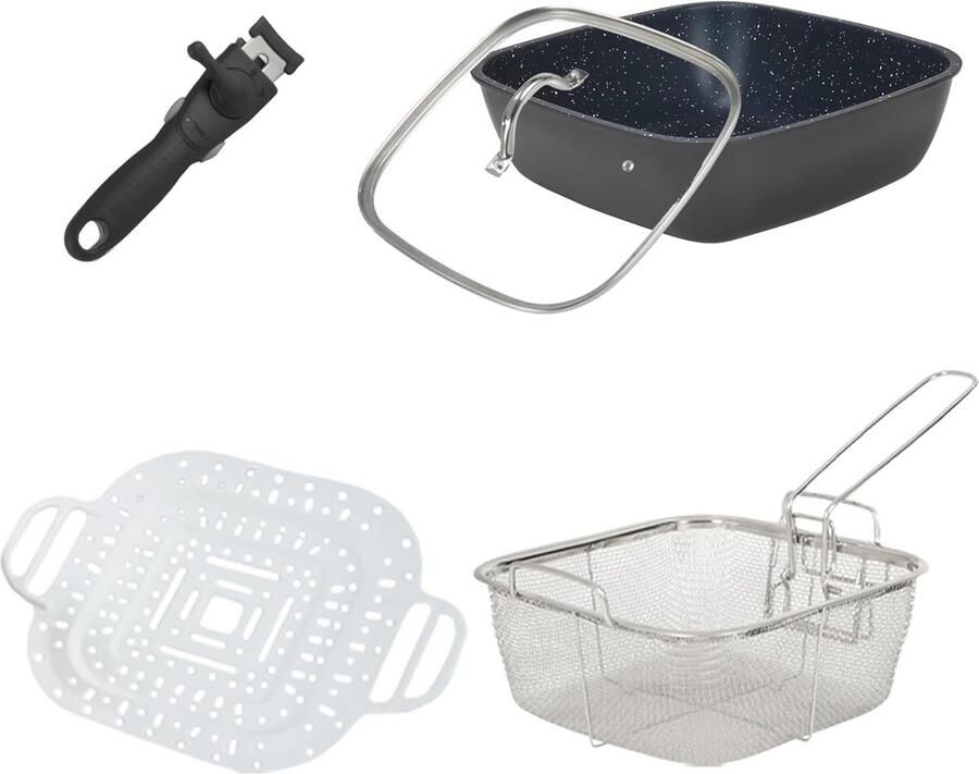 Aluminium Keramische Koekenpan Inductie Compatibel Ovenbestendig Marineblauw