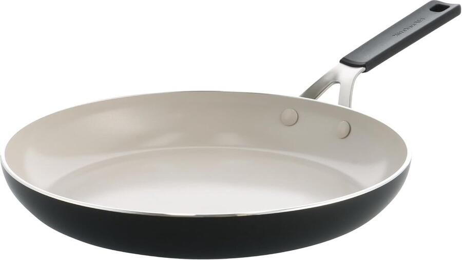 Aluminium Koekenpan Antiaanbak pan Gezond Koken PFAS-vrije coating 30 cm Zwart