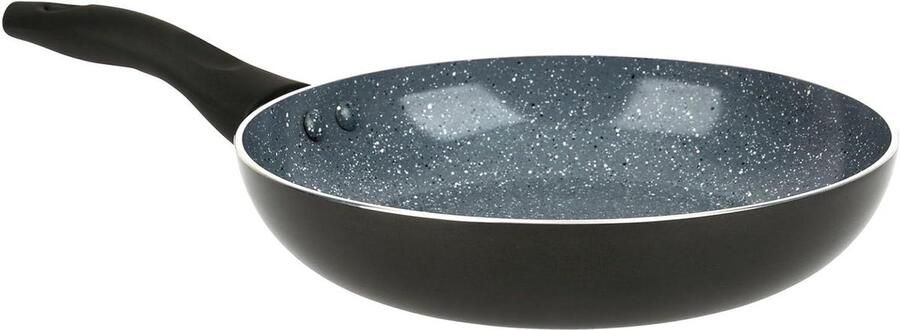 Aluminium Koekenpan Antiaanbak Pan Vetarm Koken Keramische Steeneffect Laag Ø 20 cm Lichtgrijs