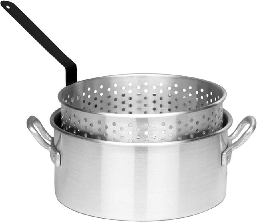 Aluminium Koekenpan Frituurpan Grote Pan Frituren en Koken Zware Geklonken Handgrepen 10 Quarts Zilver