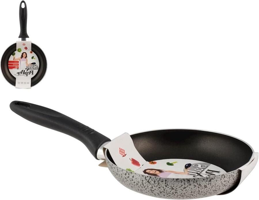 Aluminium Koekenpan met anti-aanbaklaag Snel en Gezond Koken Vaatwasmachinebestendig 18 cm Zwart