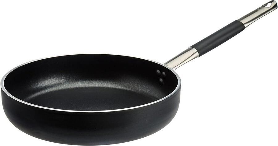 Aluminium Koekenpan met Steel Gelijkmatig Bakken Versterkt Aluminium 28 cm Zwart