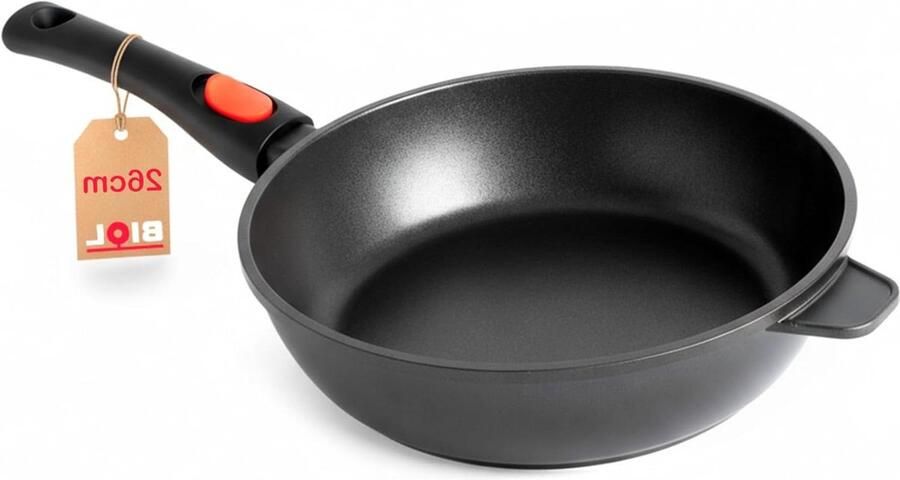 Aluminium Koekenpan met steel Veelzijdig Koken Afneembare Handgreep 26 cm Zwart