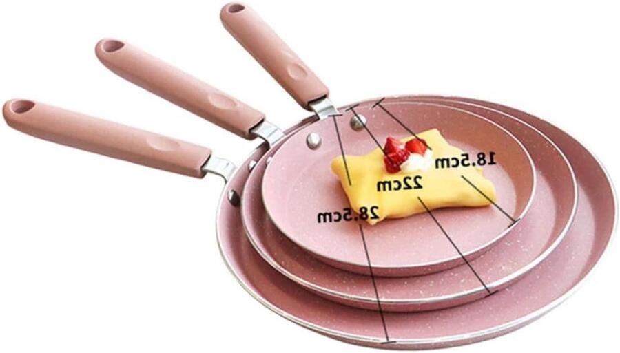 Aluminium Koekenpan Omelet Pan Ontbijt Maken Antiaanbaklaag 34 cm Roze