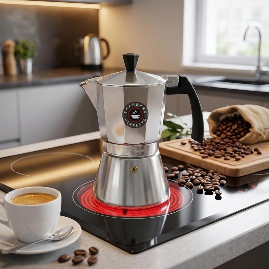 Aluminium Koffiezetapparaat voor 6 Kopjes Inductie en Robuust