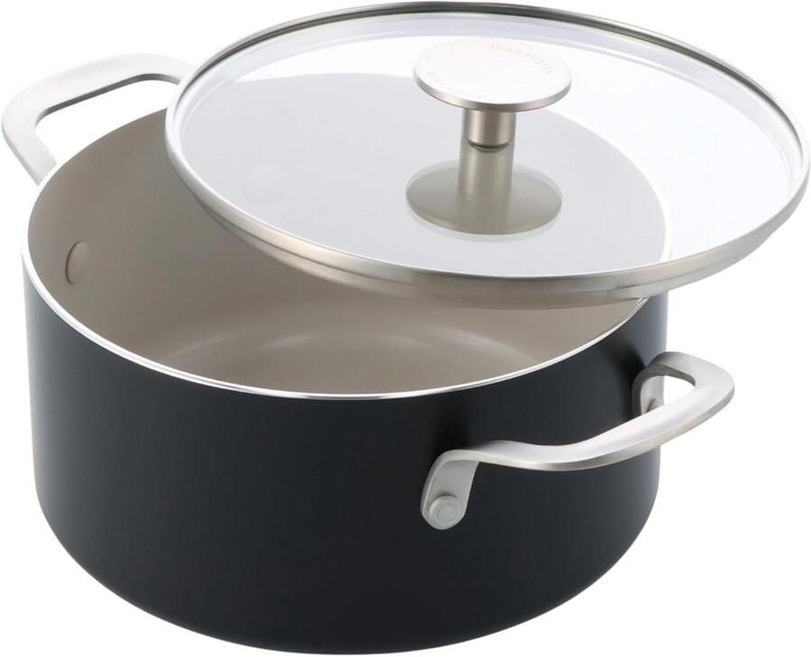Aluminium Kookpan Braadpan met deksel Koken aan huis Keramische anti-aanbaklaag 20 cm Zwart