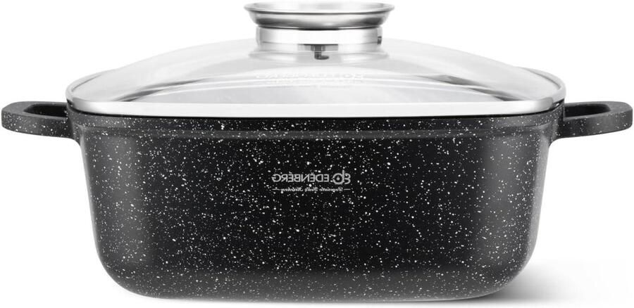Aluminium Kookpan Braadpan Sauspan Vetarm Koken Keramische Marmeren Coating 2.8 Liter Zwart