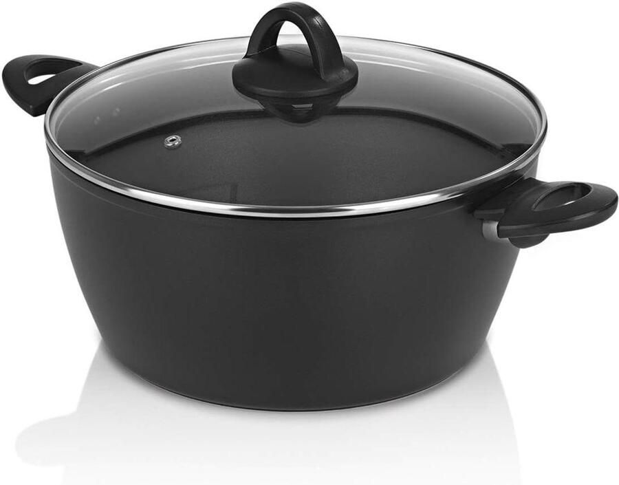 Aluminium Kookpan Sauspan Koekenpan Vetarm Koken Gesmede Kwaliteit 28 cm Zwart