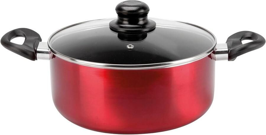Aluminium Kookpan Sauspan Steelpan Koken en Pruttelen Snelle Warmteverdeling Ø 24 cm Metallic Rood