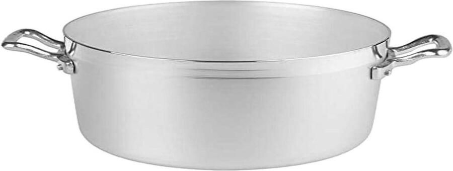 Aluminium Kookpan Steelpan met handvatten Algemeen koken Gemaakt in Italië 3.3 liter Zilver zwart
