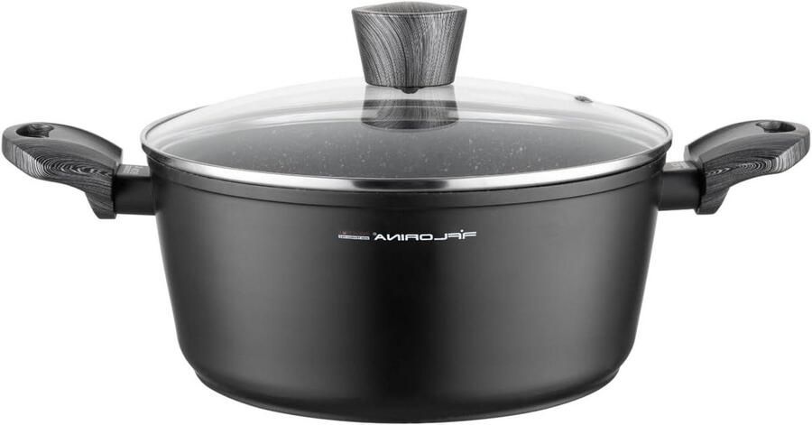 Aluminium Kookpot Ovaal Pot Koken op Inductie Antiaanbaklaag 24 cm Zwart