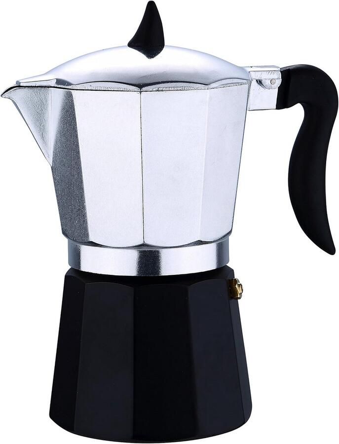 Aluminium Moka Express Koffiezetapparaat voor 6 Kopjes Zilver Zwart