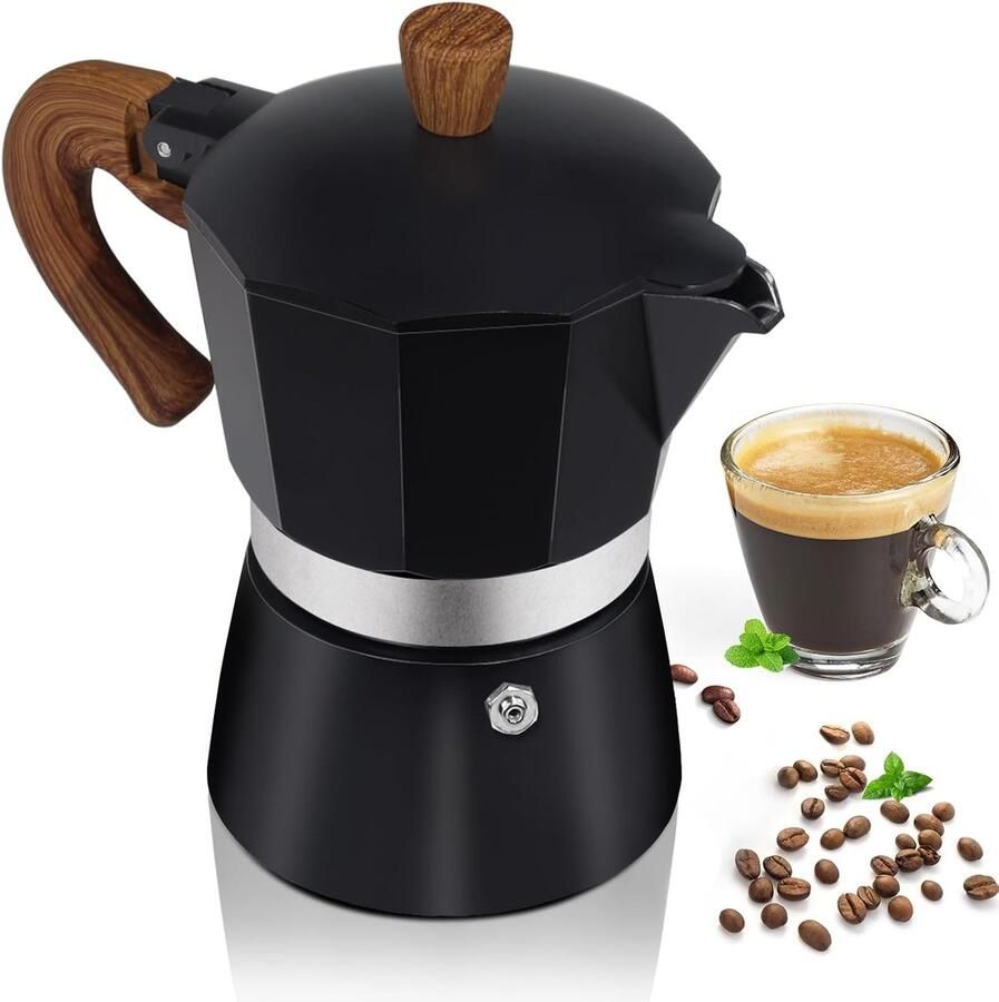Aluminium Moka-pot voor 3 kopjes – Klassieke Italiaanse espressomaker voor op het fornuis – Geschikt voor Italiaanse en Cubaanse koffiebereiding – Voor thuis en op de camping – 150 ml (5 oz)