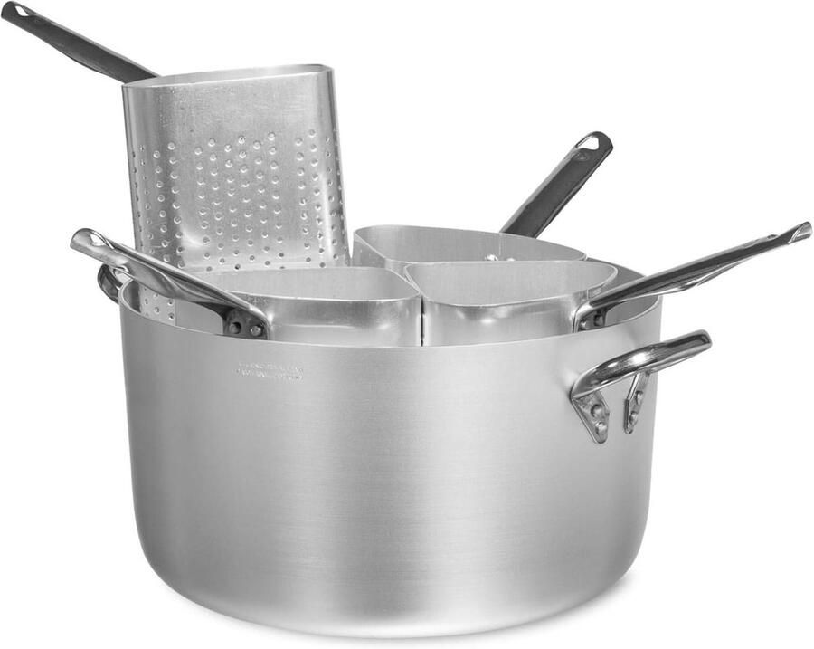 Aluminium Pan Diepe Segmentschaal Professioneel Koken Gemaakt in Italië 40 cm Diameter Zilver