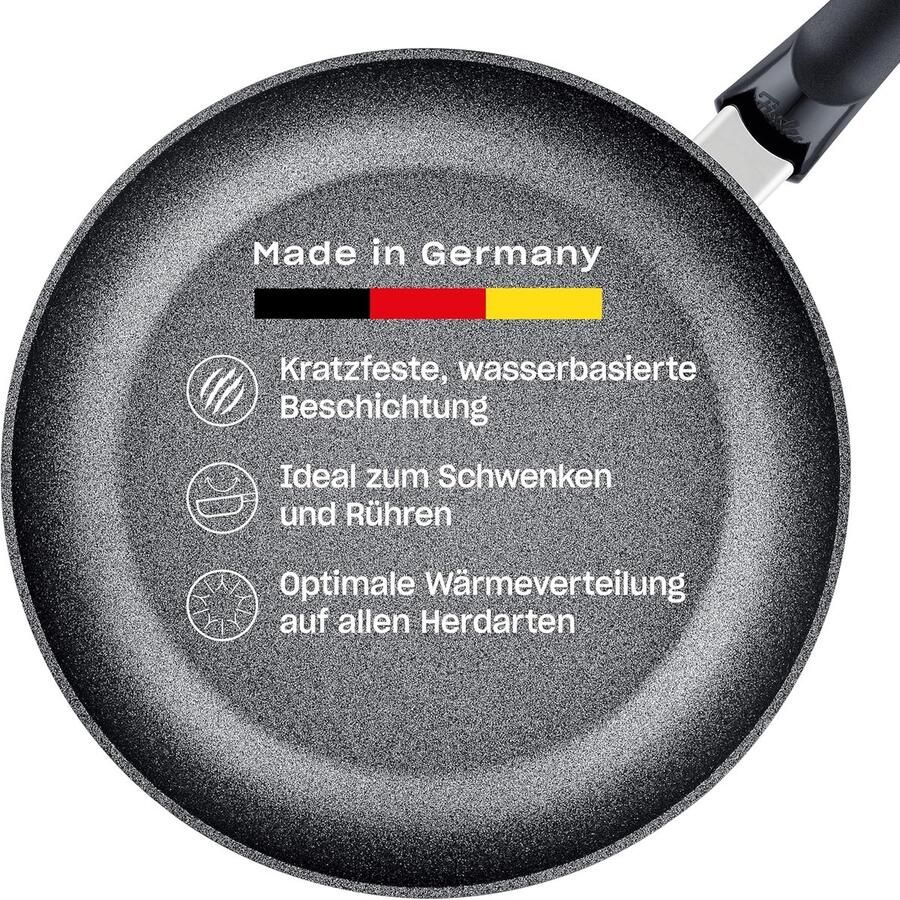 Aluminium Pan Koekenpan Casserole Zacht en Krokant Braden Krasbestendige Coating Ø 28 cm Zwart