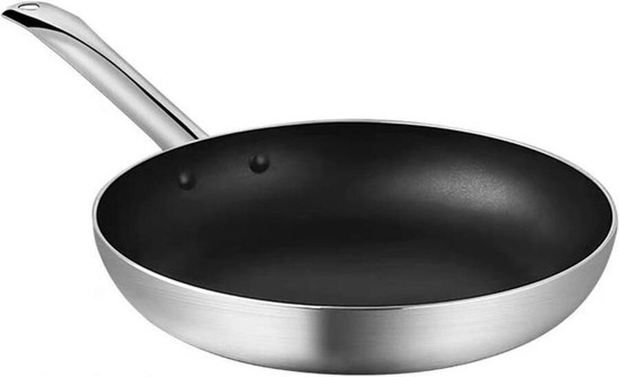 Aluminium pan Koekenpan Wok Gezond Koken Geen Chemische Coating 36 cm Zilver