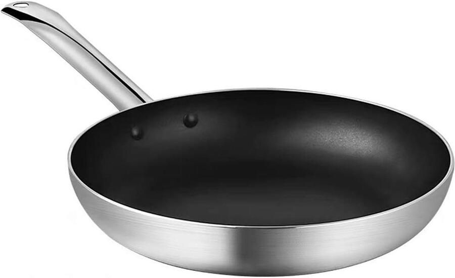 Aluminium pan Koekenpan Wok Gezond Koken Geen Chemische Coating 36 cm Zilver