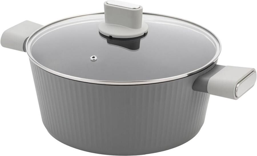 Aluminium Pan Kookpan Braadpan Gelijkmatig Koken Antiaanbaklaag 6.1 Liter Grijs