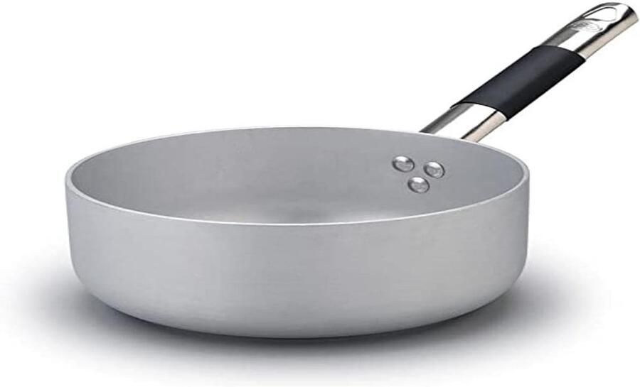 Aluminium Pan Kookpan Diep Dagelijks Koken Inductiebodem 20 cm Zilver Zwart