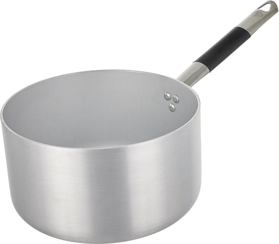 Aluminium Pan Kookpan Hoog Mee Koken Inductie Bodem 24 cm Zilver Zwart