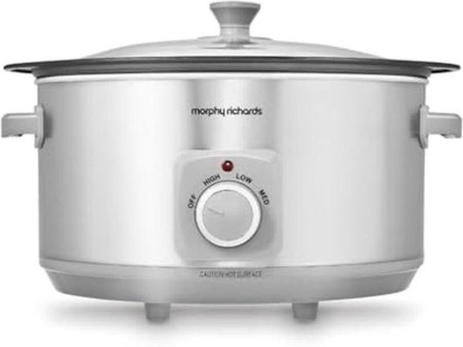 Aluminium slowcooker 6 5 liter 3 gaarinstellingen met glazen deksel