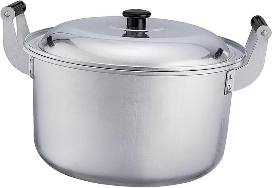 Aluminium Soeppan Kookpot Deksel Gezinsmaaltijden Bereiden Efficiënte Warmteoverdracht 32x26x18 cm Aluminiumkleurig
