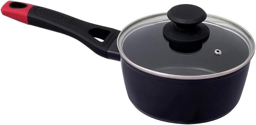 Aluminium Steelpan Sauspan Koekenpan Dagelijks Koken PFAS-vrije Antiaanbaklaag Ø16 cm Zwart