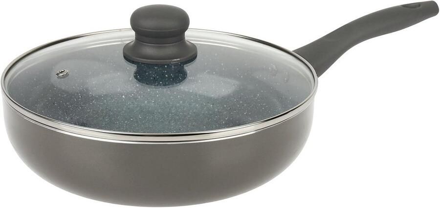 Aluminium Stoofpan Ø 24 cm met Keramische Antiaanbaklaag en Glazen Deksel Geschikt voor Inductie