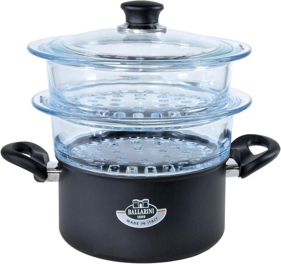 Aluminium Stoompan Zwart 20 cm Gezond Koken met 2 Manden