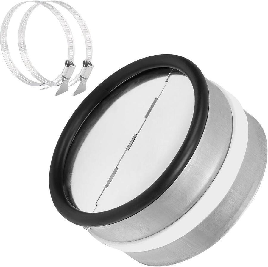 SnelShoppen 125mm Aluminium Retourventiel met Rubber Seal voor Afvoerpijpen Wandflens Terugslagbeveiliging voor Afzuigkappen Ventilatiesysteem