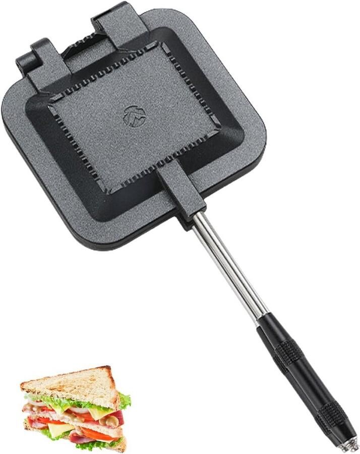 Aluminium Toastie Maker voor Camping en Buiten Dubbelzijdig Verwarmde Sandwich Panini Grill