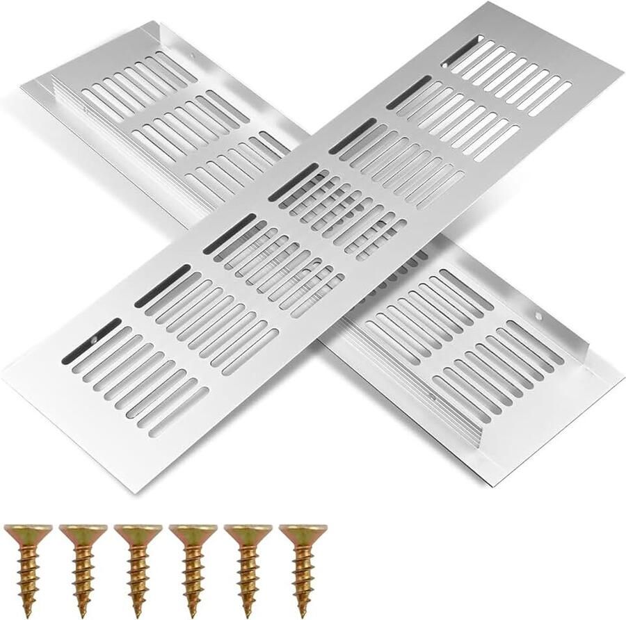 Aluminium ventilatierooster aluminium 80 x 250 mm ventilatierooster voor deur of kast decoratief rooster met schroefgaten voor meubels keuken en koelkast voor