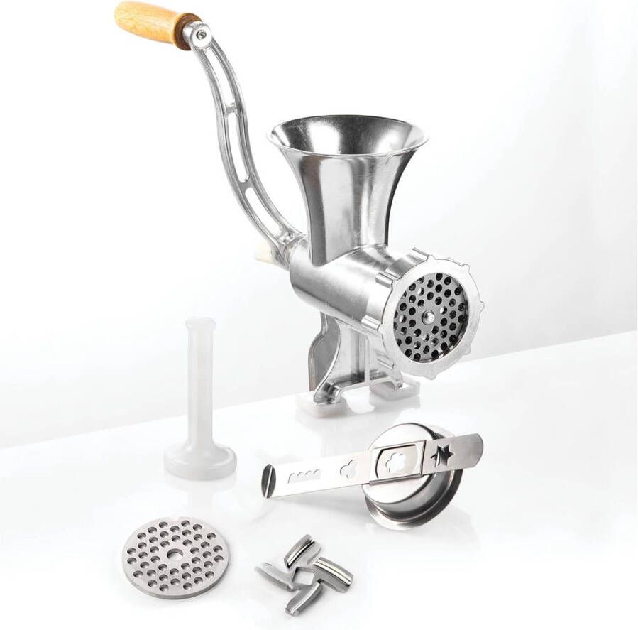 Aluminium Vleesmolen nr. 8 met Taartpunt en Stamper Hoogwaardig en Eenvoudig in Gebruik