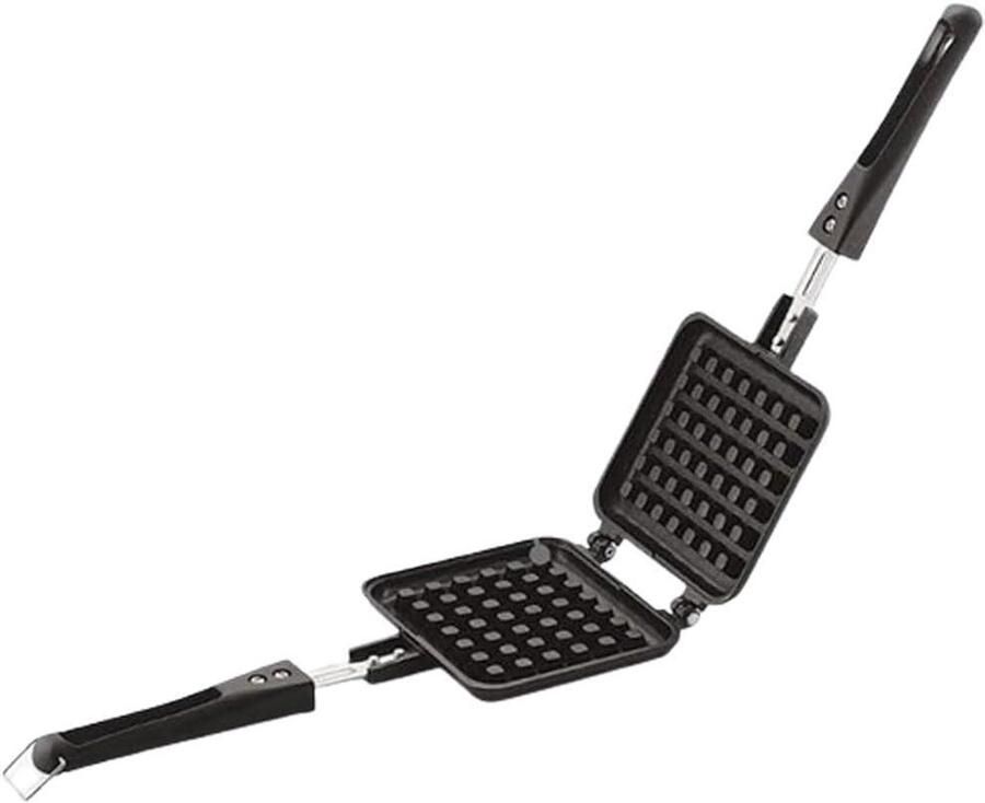 Aluminium Wafelijzer Wafel Pan Ontbijt Maken Gas Fornuis Compatibel 356 x 142 x 3 cm Zwart