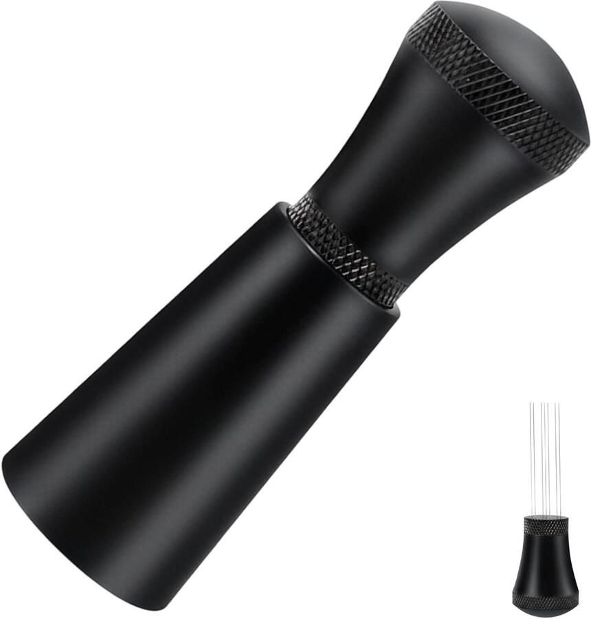 Aluminium WDT Tool Koffiedistributeur Naalden Espresso Bereiding 7 Precisie Naalden 58 mm Zwart