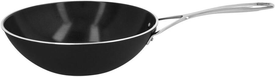 Aluminium Wok Roerbakpan Gezond Koken Snel Gelijkmatig 30 cm Zwart
