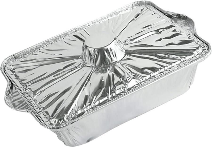Aluminiumfolie Bakplaat Roosterpan met Deksel Outdoor Koken Hoge Temperatuur Bestendig 30 cm Lengte Zilver