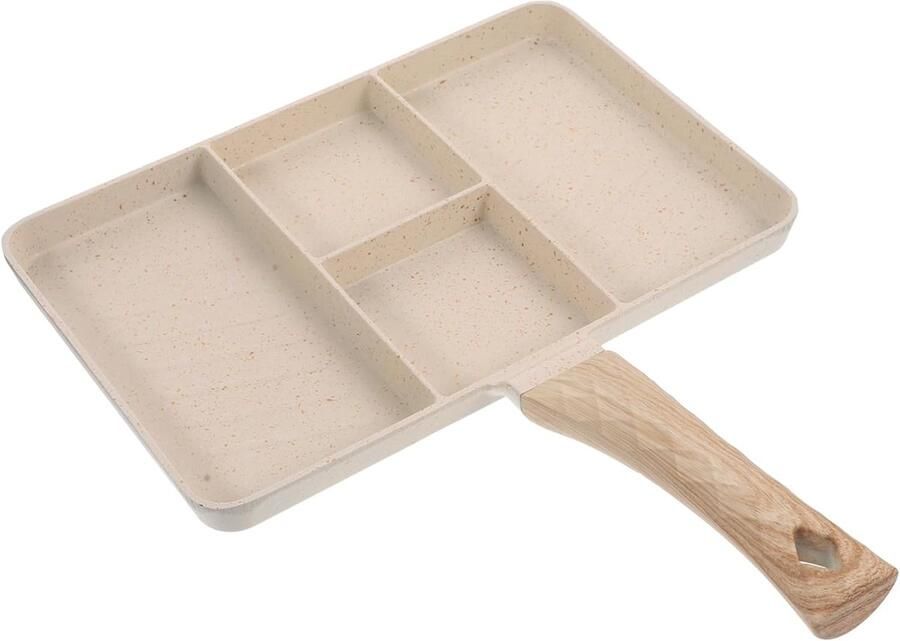 Aluminiumlegering Koekenpan Antiaanbakpan Omeletpan Ontbijt Bereiden Meerdere Groeven 35x27.5x2.3cm Beige