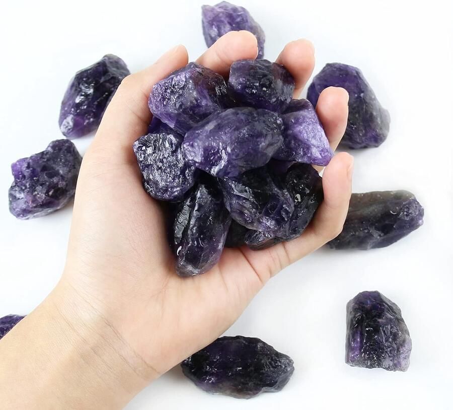 Amethist Kristallen Ruwe Kristallen Bulk Edelstenenrotsen Kristallen Geslepen Stenen en Kristallen Bulk Rotsverzameling Chakra Stenen Helende Kristallen Mineralen Rotsen Kristallen (1LB)