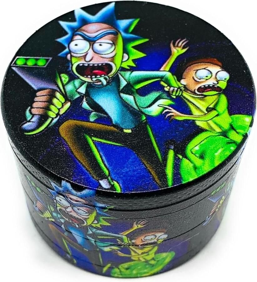 And Morty 50 mm molen 4-delige kruidenmolen duurzame zinklegering zware DAMS gedroogde kruidenmolen met kleine stuifmeelspatel magnetisch deksel voor perfecte sluiting