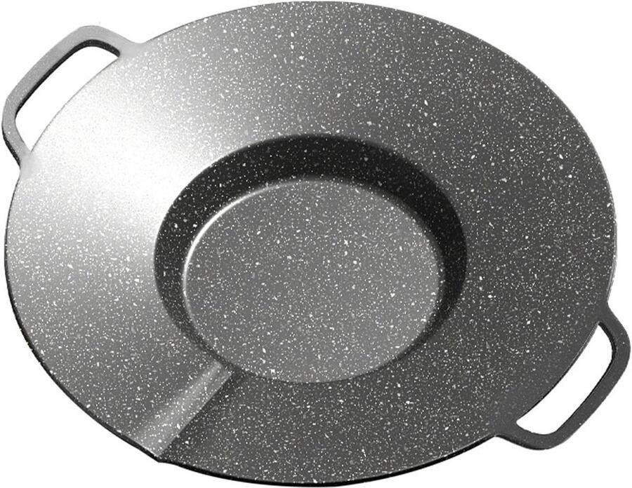 Gietijzeren Grillpan Braadpan Ronde Pan Buiten Koken Anti-aanbak Coating 42 x 37 x 6 cm Zwart - Foto 2