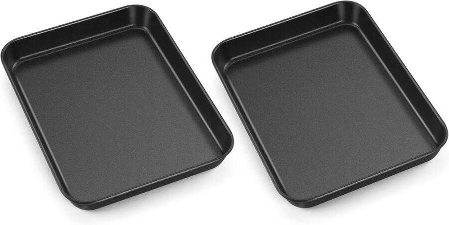 Anti-aanbak Bakplaat Set van 2 Rechthoekige Ovenplaten van Koolstofstaal voor Baken en Koken 31 6 x 24 6 x 2 5 cm