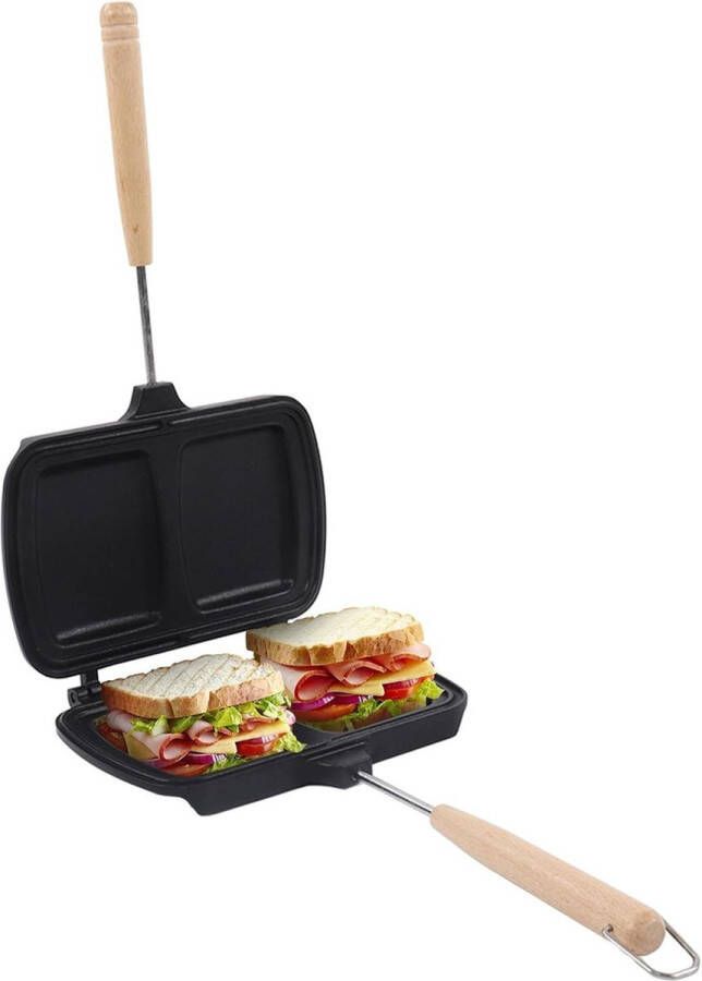 Anti-aanbak Dubbelzijdige Frituurpan Draagbare Sandwich Panini Maker Aluminium Flip Pan Ontbijt Keukengerei