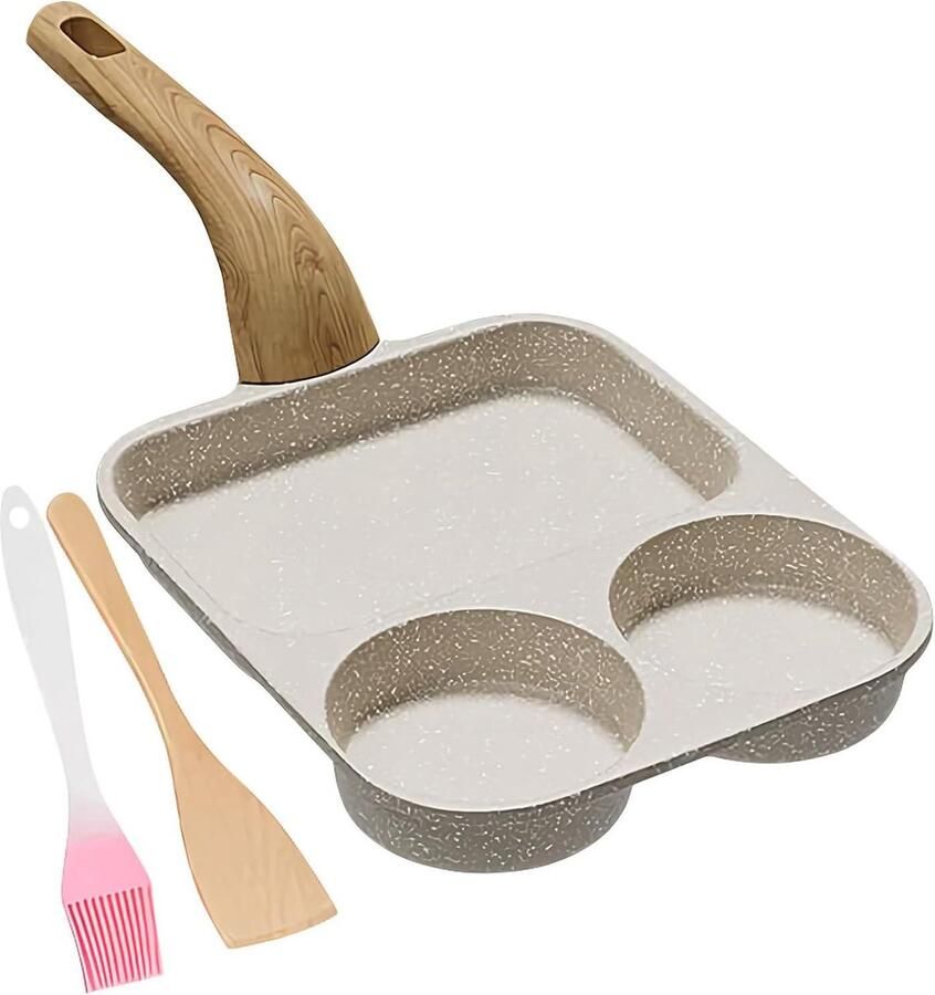Anti-aanbak Eierpan Omelet Pan Ontbijt Maken Vier Kookzones 39 x 19 cm Geel