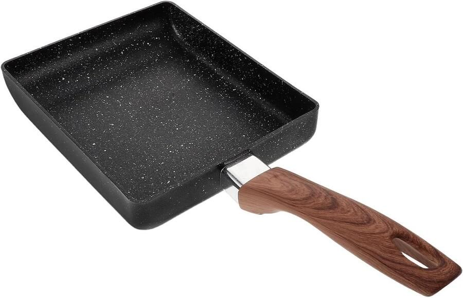 Anti-aanbak eierpan Omeletkoekenpan Rechthoekig Ontbijt Bereiden Extra Kookruimte 35 cm Zwart